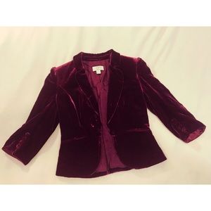 Ann Taylor Loft Petite Red Velvet Blazer